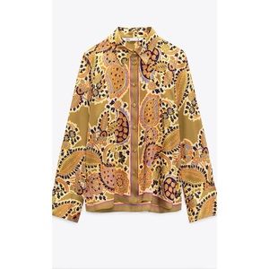 ZARA Flowing Printed Paisley Blouse LARGE